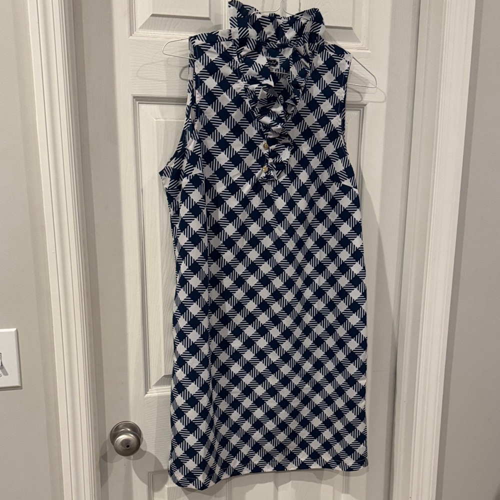 Navy and White Gingham Sleeveless Dress